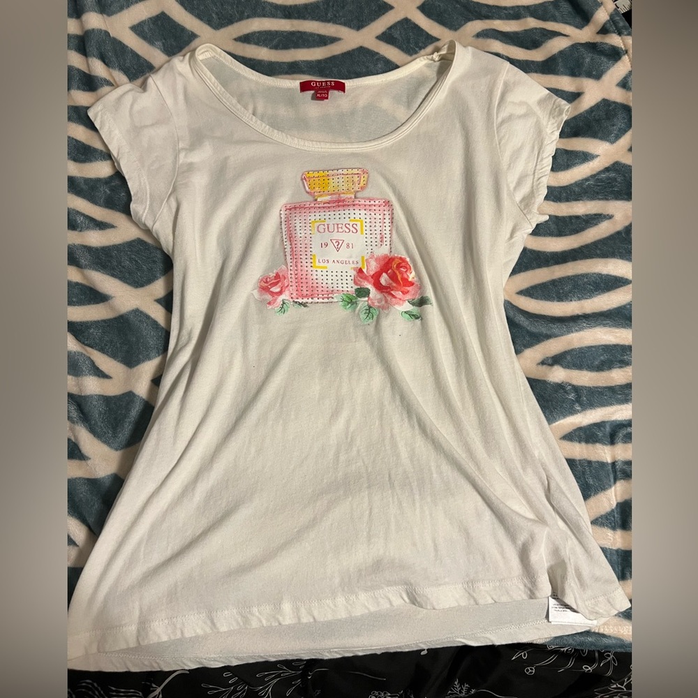 Guess white floral perfume shirt size XL